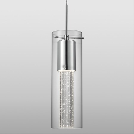 Kuzco Lighting Single Led Pendant w/Encased Crystal Bubbles In Glass Shade On Chrome PD4401-CH